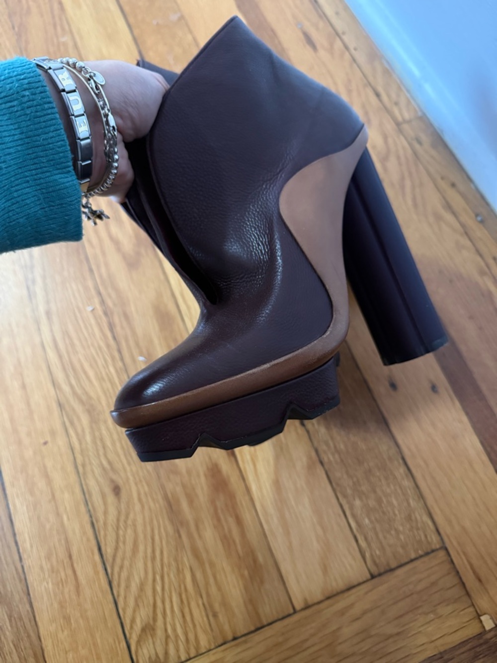 Ferragamo Burgundy Leather High-Heel Ankle Boots - Picture 6 of 10